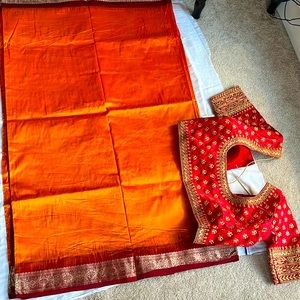 2 pc Silk Sari with Matching Bliuse